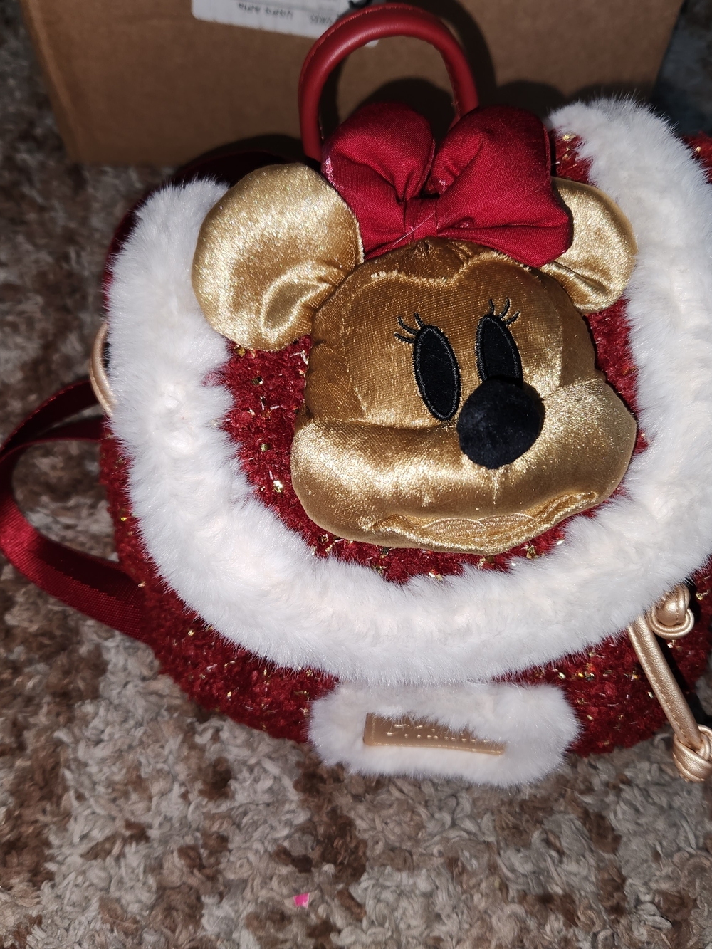 Minnie Mouse Red Plush Holiday Backpack